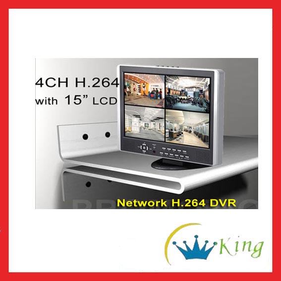 促销15''LCD DVR4路数字硬盘录像机监控主机