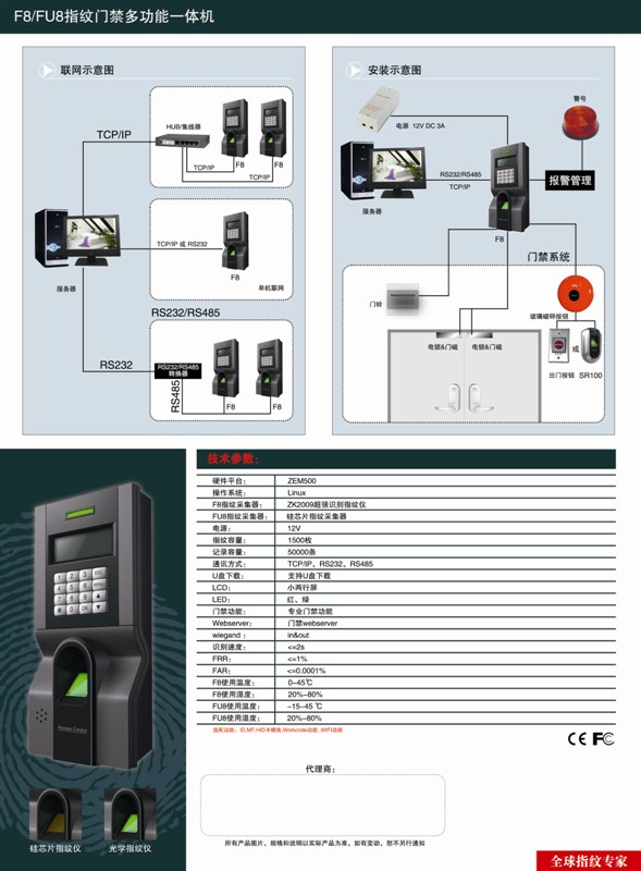 中控科技F8指纹门禁机