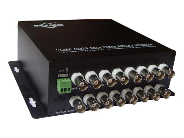 桌面式16路视频+1路反向数据防雷光端机