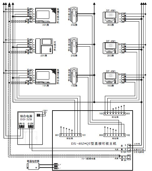 楼宇对讲系统接线图