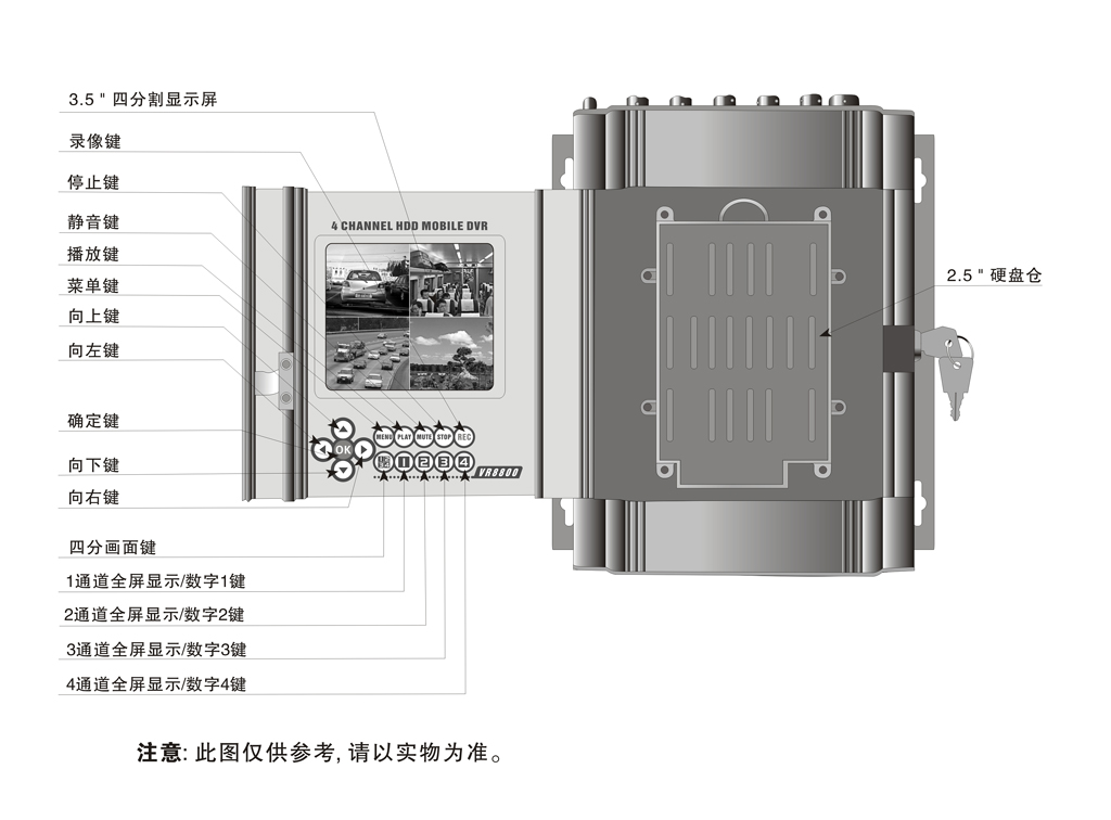 厂家直销GPS车载四路监控录像机