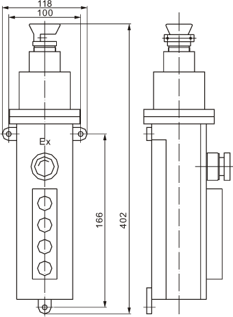 BZA5817防爆葫芦按钮外型尺寸2