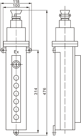 BZA5817防爆葫芦按钮外型尺寸1