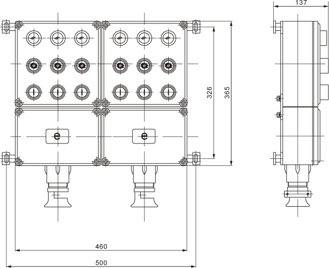 BXK防爆控制箱外型尺寸图2
