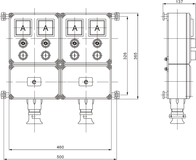 BXK防爆控制箱外型尺寸图1