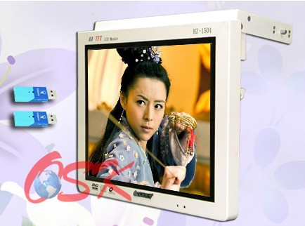 【欧视卡品牌】15寸后折车载广告机 CF/U盘/SD卡