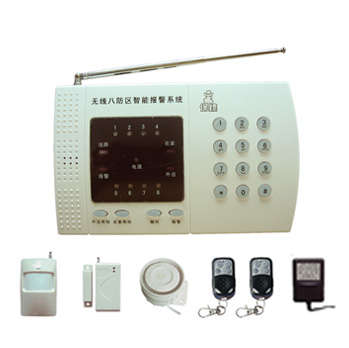 全键盘八防区远程对讲拨号报警系统
