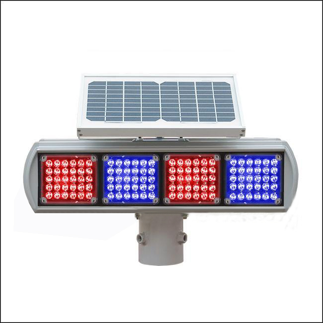 太阳能红蓝闪烁暴闪灯，太阳能爆闪警示灯