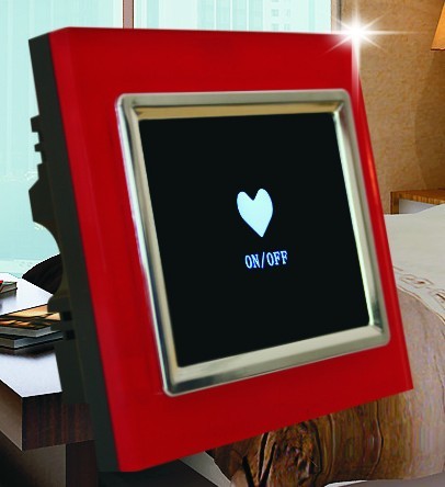 爱琪智能墙壁开关--一路红色水晶面板