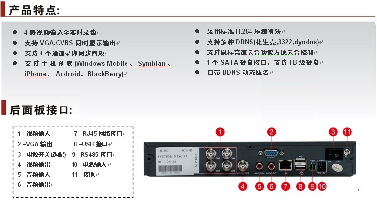 4路D1经济型全实时硬盘录像机IV-DVR1804SA