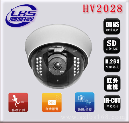 林柏视厂家直销HV2028吸顶式红外网络监控摄像头