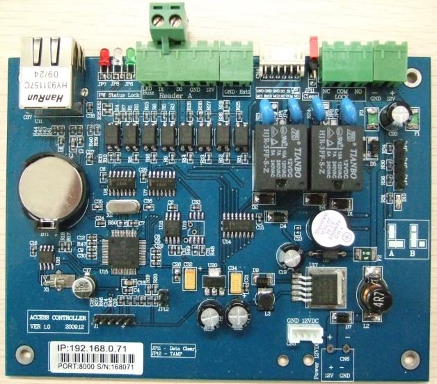 TCP/IP联网双门单向门禁考勤一卡通功能控制器