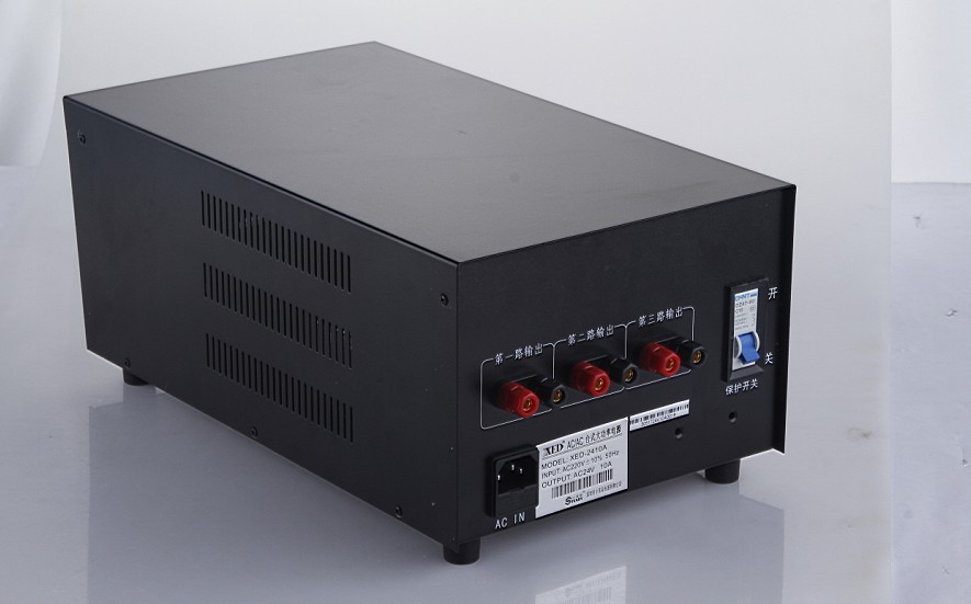 开关电源集中供电，大功率变压器输出