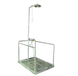  洗眼器厂家不锈钢复合式脚踏护栏型洗眼器