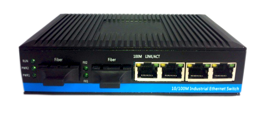 导轨式2光4电百兆工业以太网交换机