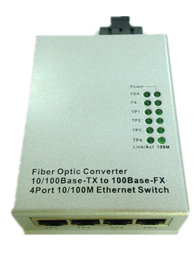 百兆单模单纤1光4电光纤收发器