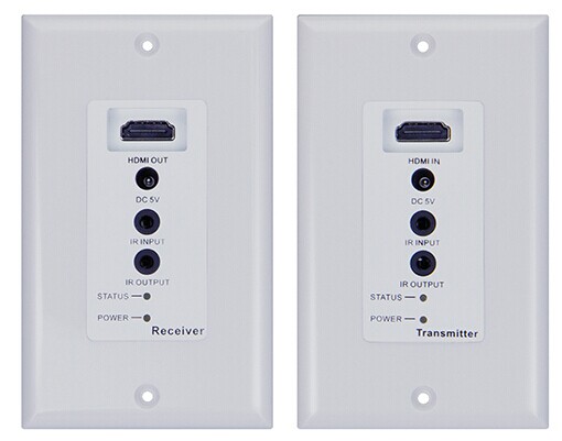 HDMI墙插延长器50米带双向红外 支持POE单网线