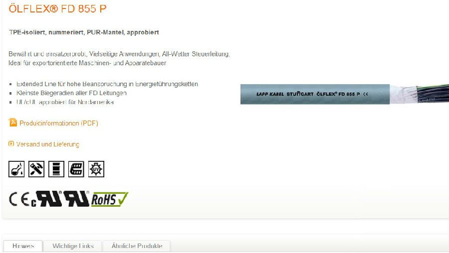 供应LAPP OLFLEX FD 855 P超级动力电缆