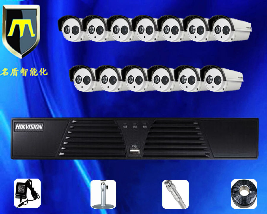 13路硬盘录像机枪式摄像机监控系统