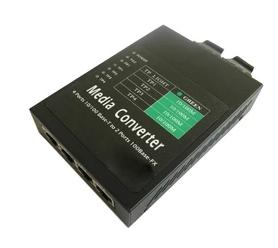 2光4电收发器 单模光纤收发器 光电转换器 单模双芯光纤收器