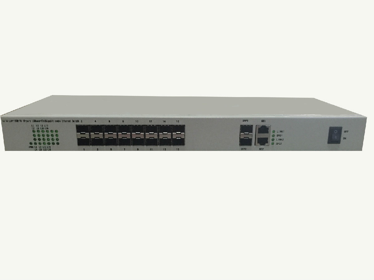 十六光两电或两光百兆光交换机/十六光两电光纤收发器