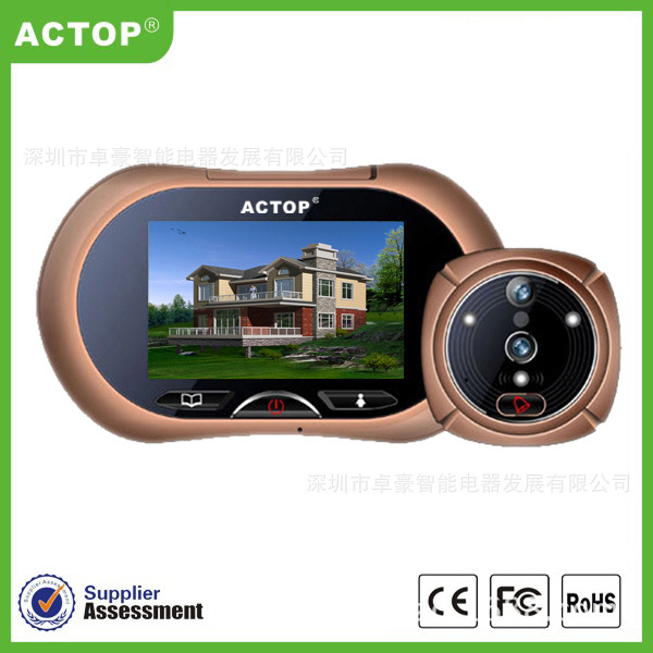 卓豪3.7寸触摸屏可视电子猫眼 移动侦测远程呼叫可视对讲门铃猫眼