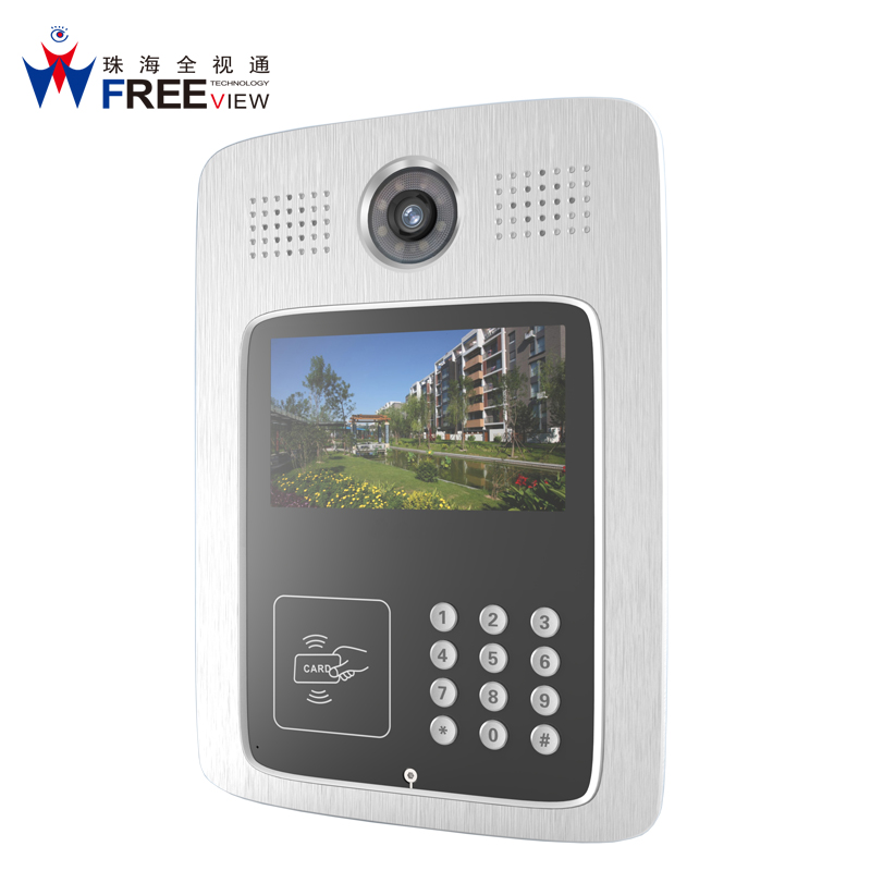 楼宇对讲可视门禁主机 对讲门禁 7寸彩色液晶屏数字单元门口机