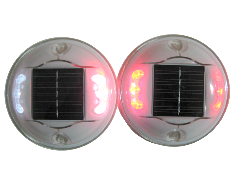 拓安圆形太阳能道钉 双面六灯 PC材质