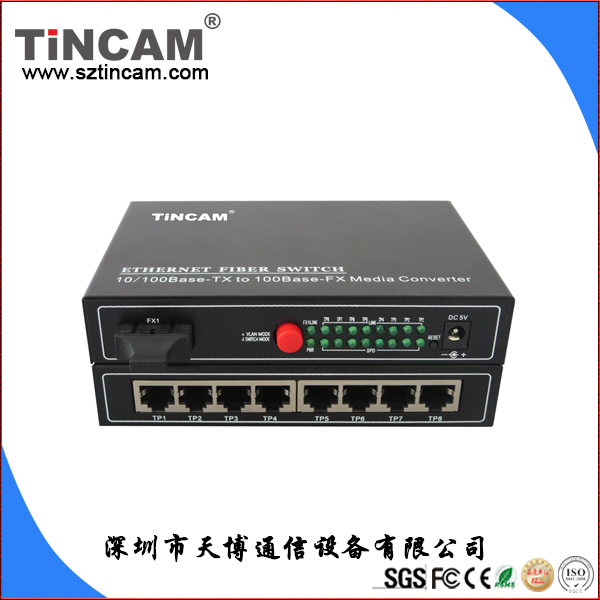 TINCAM百兆一光八电外电收发器