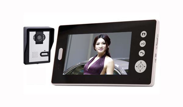 厂家供应7寸一拖一、 一拖二、一拖三无线可视对讲门铃带锂电池