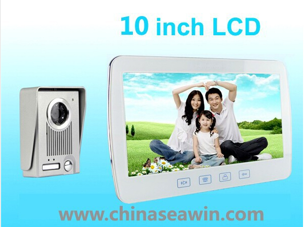 厂家供应10英寸超大屏可视对讲门铃触摸屏 高档别墅可视对讲 带触摸按键