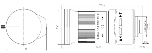 HTS0855IR300靶面1/1.8焦距8-55mm像素300万高清镜头