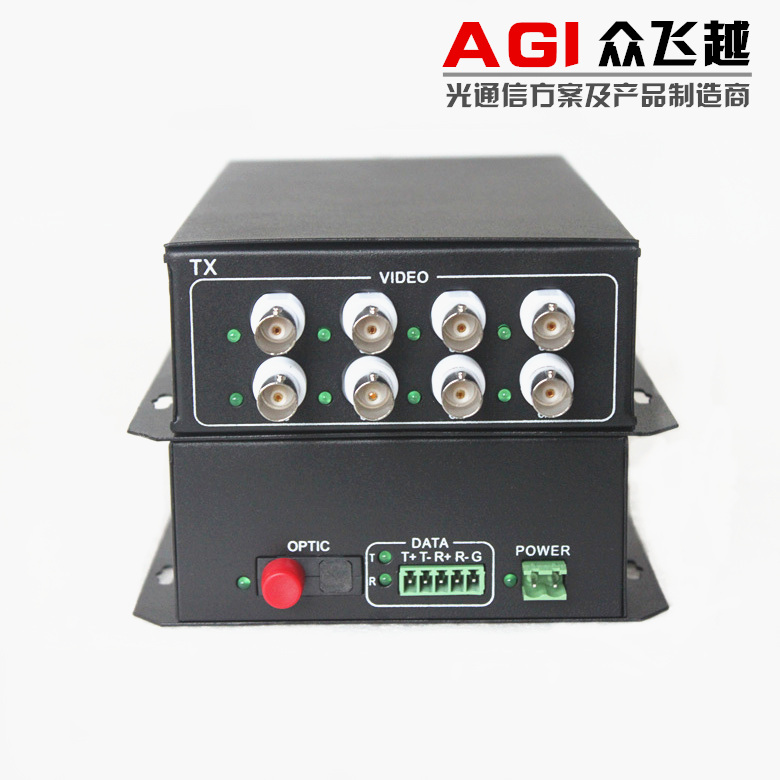 8路视频带双向数据光端机 停车场/门禁专用光端机