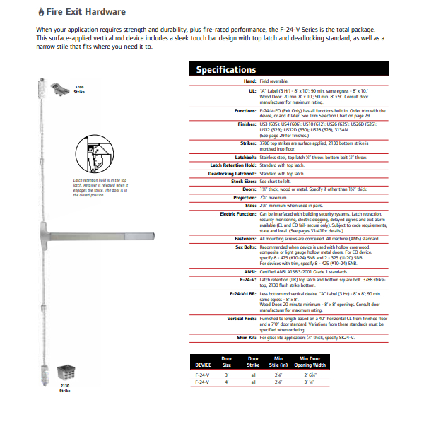 FALCON费尔肯F24-V紧急防火逃生锁
