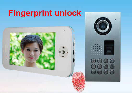  厂家供应指纹门禁可视对讲带指纹和密码开锁功能