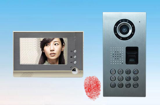  7寸彩色指纹门禁可视对讲门铃门口机带指纹和密码开锁功能
