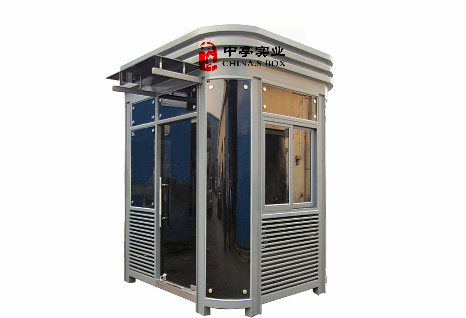 中亭四角圆弧钢结构岗亭保安亭