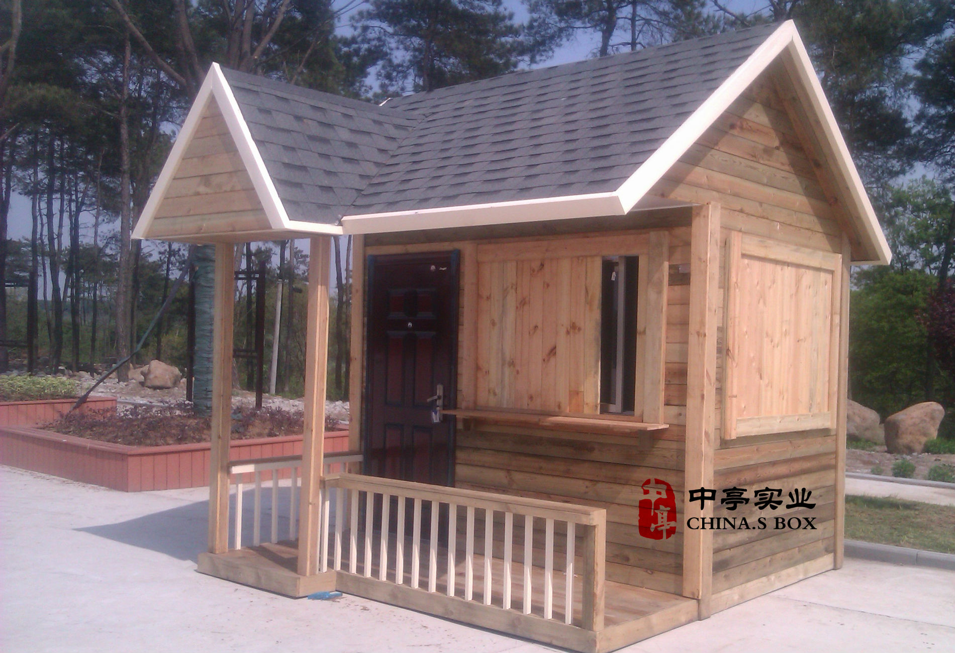 中亭豪华防腐木制岗亭保安亭治安岗亭