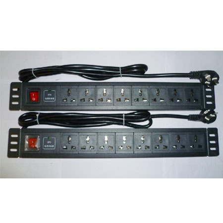 PDU机架式防雷6位10A/16A 铝合金PDU防雷排插带C13开关防雷器