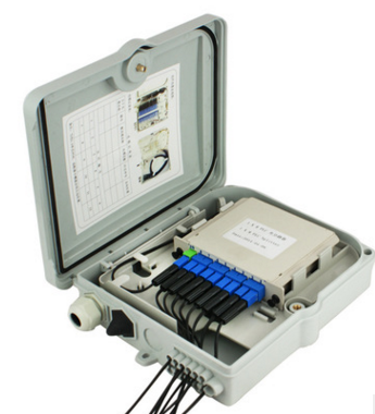 供应插片式光分箱楼道箱盒 1分8插卡分光路器箱