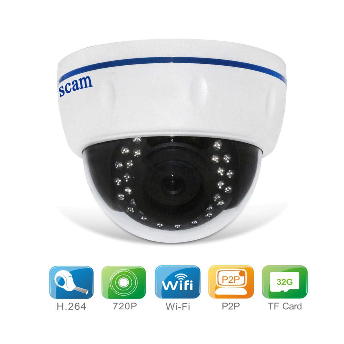 HW0031 无线夜视SD卡存储吸顶半球电子眼摄像头