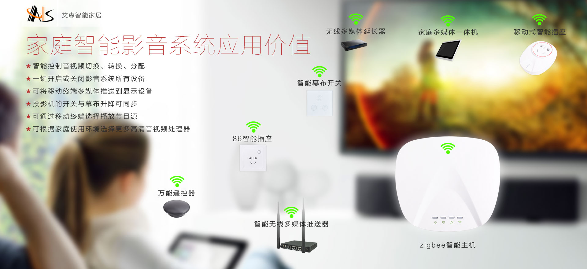 AIS艾森智能家居集成控制系统家电智能控制系统安防系统智能影音系统