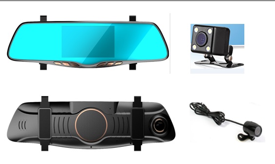 广州万警讯蓝色双镜头行车记录仪