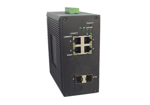 康斯姆百兆二光四电SKMSW-06042工业级光纤收发器 工业级交换机