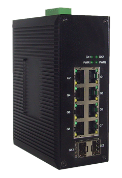 康斯姆千兆二光八电SKMSWG2-10082工业级光纤收发器 工业级交换机