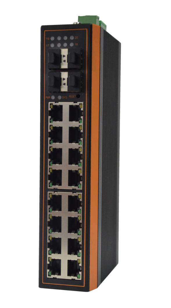 千兆4光16电环网工业级导轨交换机