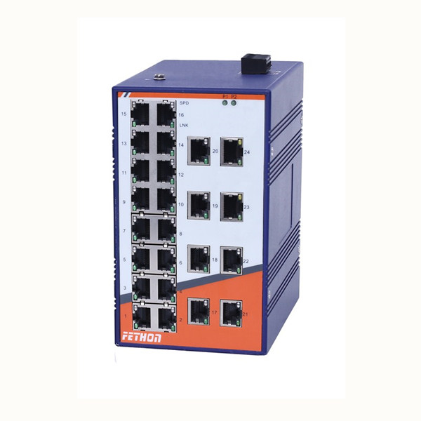 导轨工业交换机厂家飞崧ESD224M百兆网管以太网交换机价格