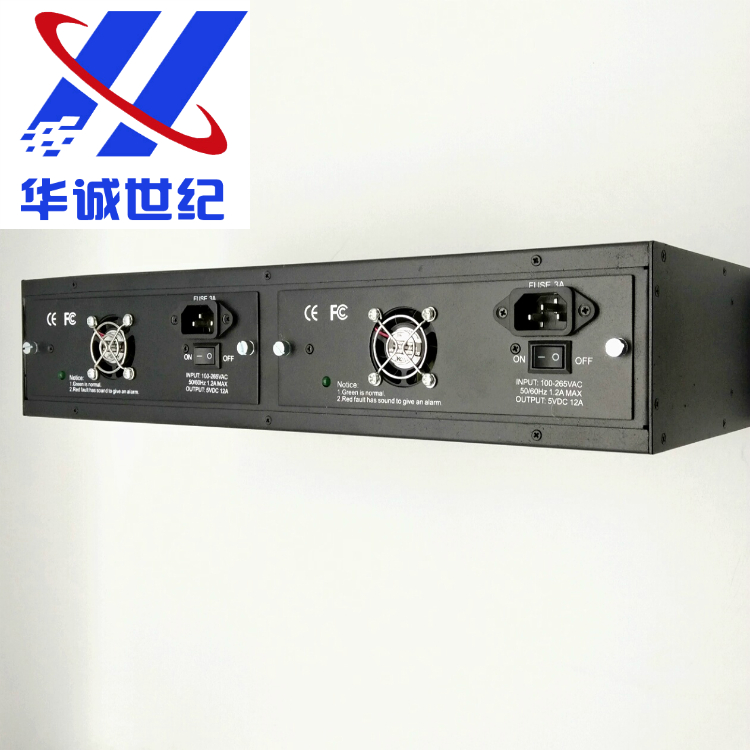 16槽黑色收发器机架 5V12A大功率双排风扇双排电源