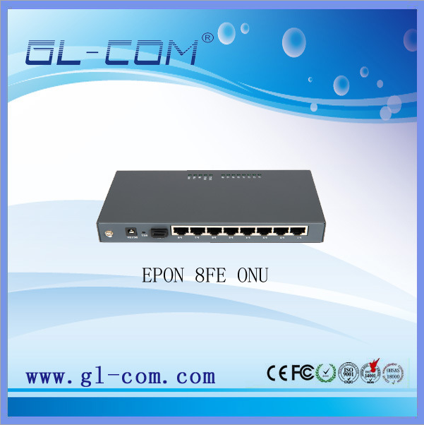 EPON8口百兆铁壳ONU适用于安防监控兼容中兴华为等OLT