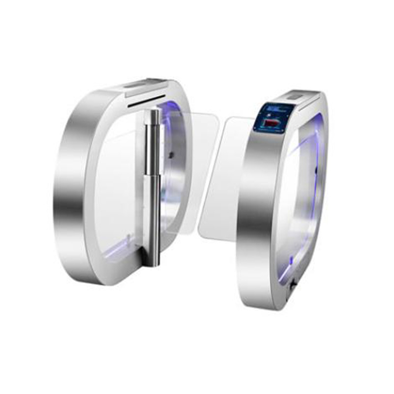 翼迅通苹果型速通闸ST118 304不锈钢材质人脸或指纹识别通道摆闸